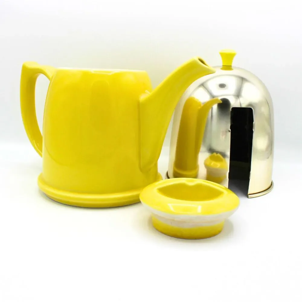 Vintage Hall Cozy Yellow Teapot Insulated Metal Cover 1956 Mid century Kitchen